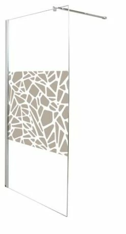 Paroi De Douche Fixe Terra 10mm Sérigraphie 90 Cm Chromé - Prix Net Livré Chez Vous -