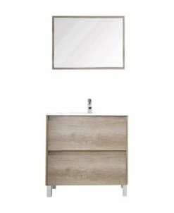 Meuble Lavabo DALHIA Chêne Largeur 80cm à Poser - Prix Net Livré Chez Vous -<