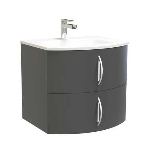 Meuble Lavabo FROLLO Laqué Gris Largeur 60cm à Suspendre 3 Meuble Lavabo FROLLO Laqué Gris Largeur 60cm à Suspendre
