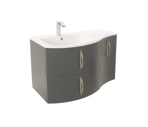 Meuble Lavabo FROLLO Laqué Gris Largeur 90cm à Suspendre 3 Meuble Lavabo FROLLO Laqué Gris Largeur 90cm à Suspendre