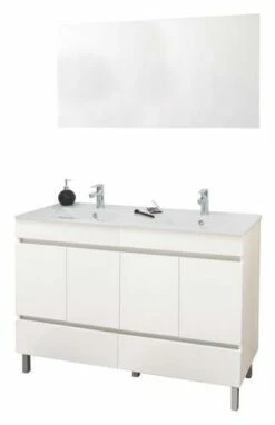 Meuble Lavabo LANCELO Blanc Largeur 120cm à Poser - Prix Net Livré Chez Vous -<