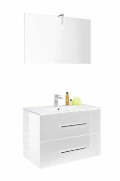 Meuble Lavabo TANATH Blanc Largeur 80cm à Suspendre - Prix Net Livré Chez Vous -