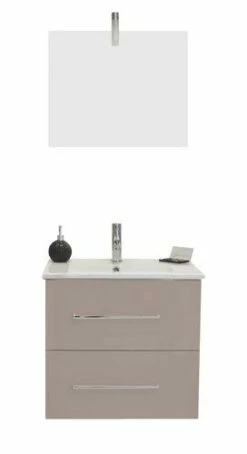 Meuble Lavabo TANATH Taupe Largeur 60cm à Suspendre - Prix Net Livré Chez Vous -
