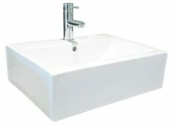 Vasque CUBIC Blanc Largeur 52x41,5cm Céramique à Poser