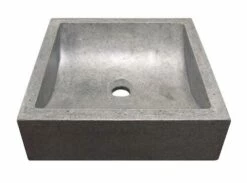 Vasque KIARA Gris Largeur 42x42cm En Terrazzo à Poser