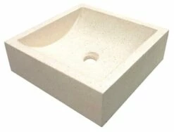 Vasque KIARA Pierre Largeur 42x42cm En Terrazzo à Poser<